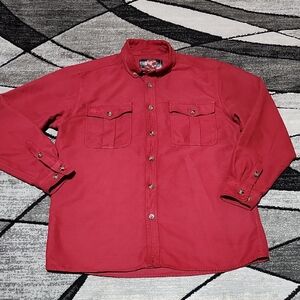 GUIDE GEAR MAROON SUPER SOFT LONG-SLEEVE BUTTON DOWN CHEST POCKETS SHIRT LARGE